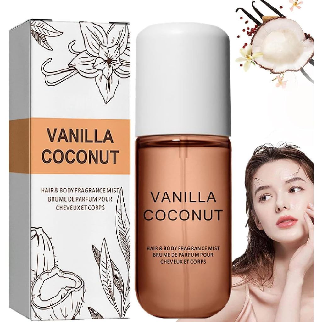 Vanilla Coconut Perfume, Coconut Vanilla Perfume, Body Mist Travel Size, Body & Hair Fragrance Mist,
