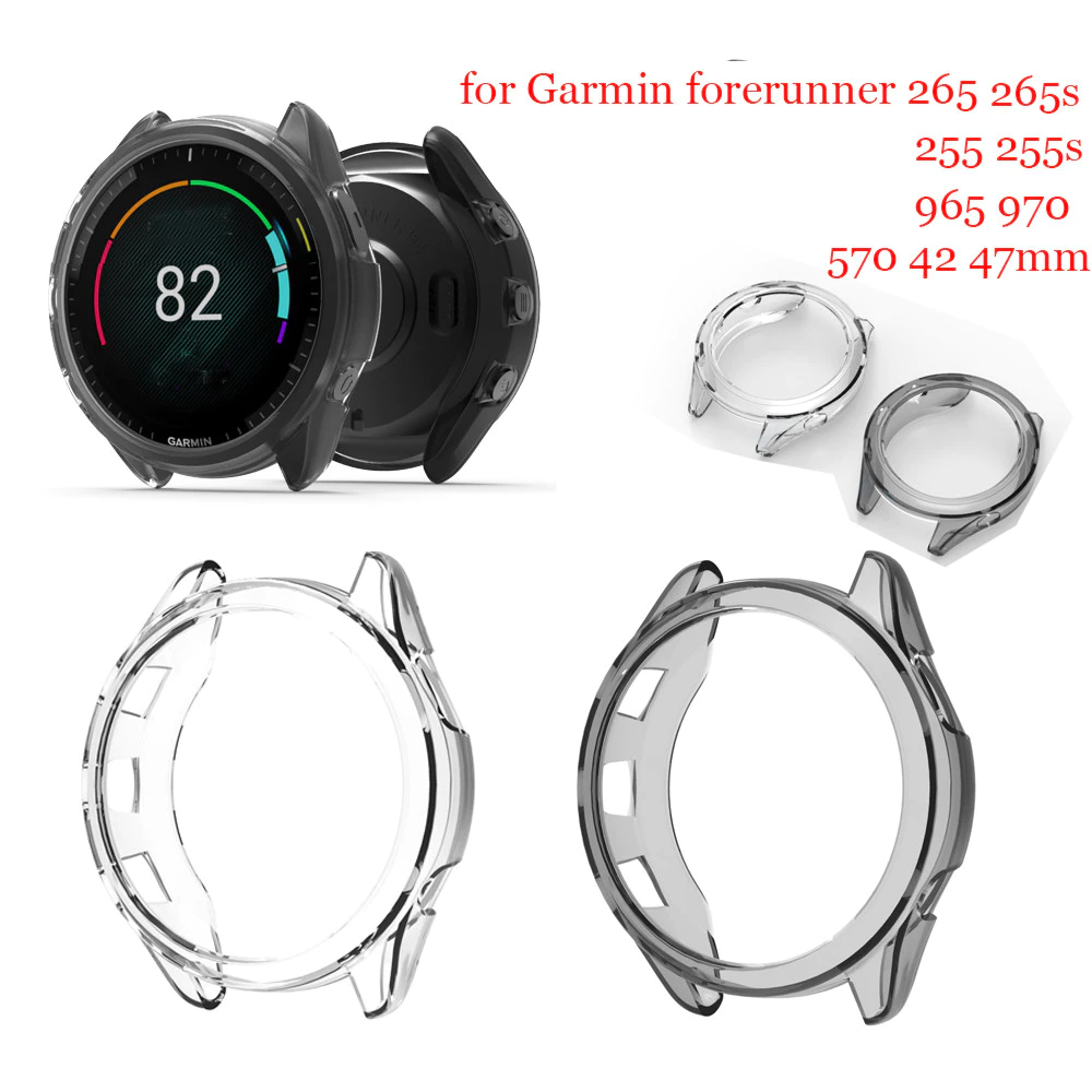 Slim Soft โปร่งใส TPU นาฬิกาสําหรับ Garmin Forerunner 970 / 570 / 255 / 265 / 965 42 มม.47 มม./255S / 265S