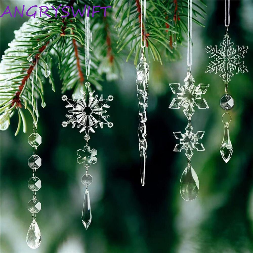 ANGRYSWIFT 10 ชิ้น/เซ็ตเกล็ดหิมะ Icicle เครื่องประดับ, จําลองโปร่งใสเกล็ดหิมะแขวนจี้,พลาสติกอะคริลิค