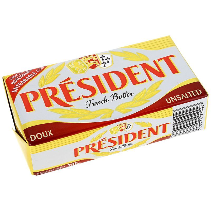 เพรสซิเด้นท์เนยสดรสจืด 200กรัม President Unsalted Butter 200g. [หมายเลขบาร์โค้ด 3228022910023 ]