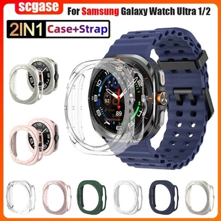 Strap + สําหรับ Samsung Galaxy Watch 8 Ultra (2025) 47 มม.สร้อยข้อมือซิลิโคน PC สําหรับ Galaxy Watch 7Ultra (2024) ฝาครอบป้องกัน