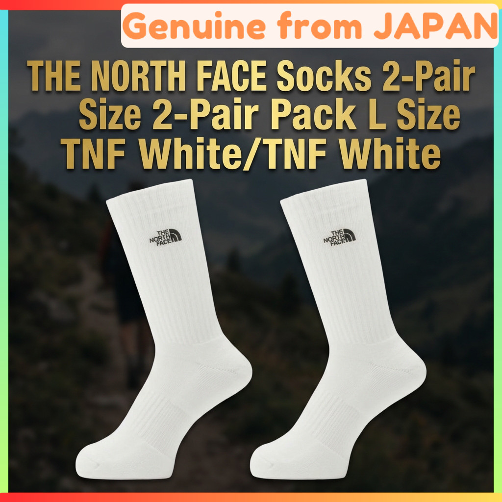 THE NORTH FACE Socks 2-Pair Pack TNF Logo Crew Socks White Size L NN82612 Japan