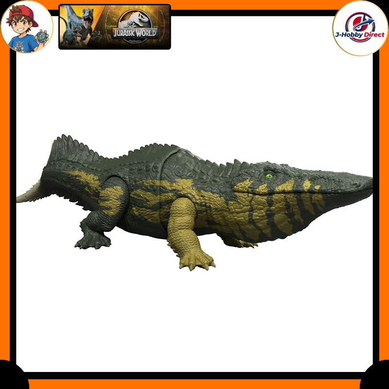 Mattel Jurassic World (JURASSIC WORLD) Lights Up & Roars! Stomatosuchus Kids' Figure — Dinosaur Toy, Overall length: approx. 37 cm, Ages 4 and up, Green, JKL82