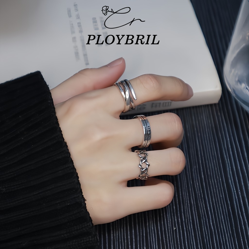 PLOYBRIL พร้อมส่งในวัน 🍬 แหวนเซ็ท 3 วง  แฟชั่นเกาหลี เครื่องประดับสำหรับผู้หญิง แหวนใส่เก๋ๆ. รูปทรงเลขคณิต J048