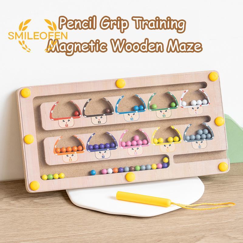 [Smileofen] Magnetic Color And Number Maze Montessori Toys, Wooden Color Sorting Matching Counting M