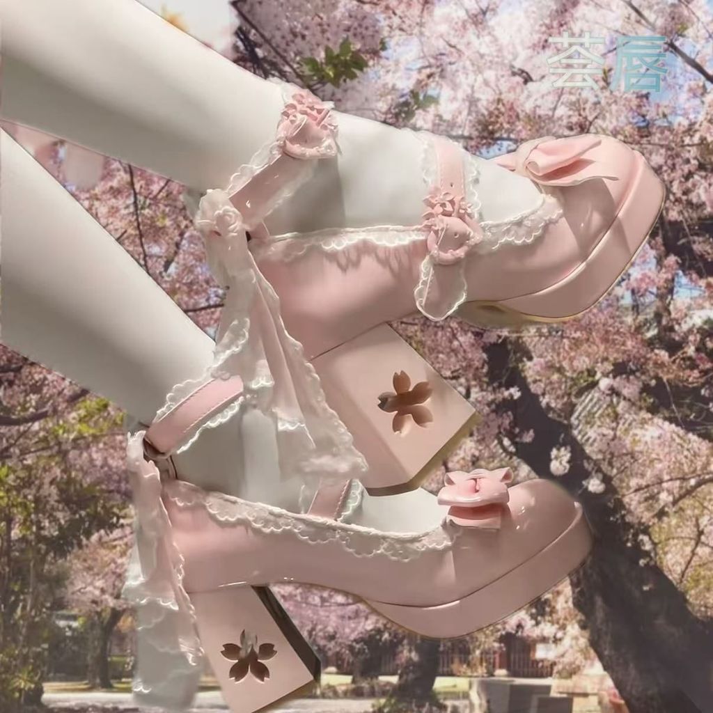 41-42cos Comic Exhibition Original New Style Sweet Bow Lolita Sakura Lolita Sakura Heel