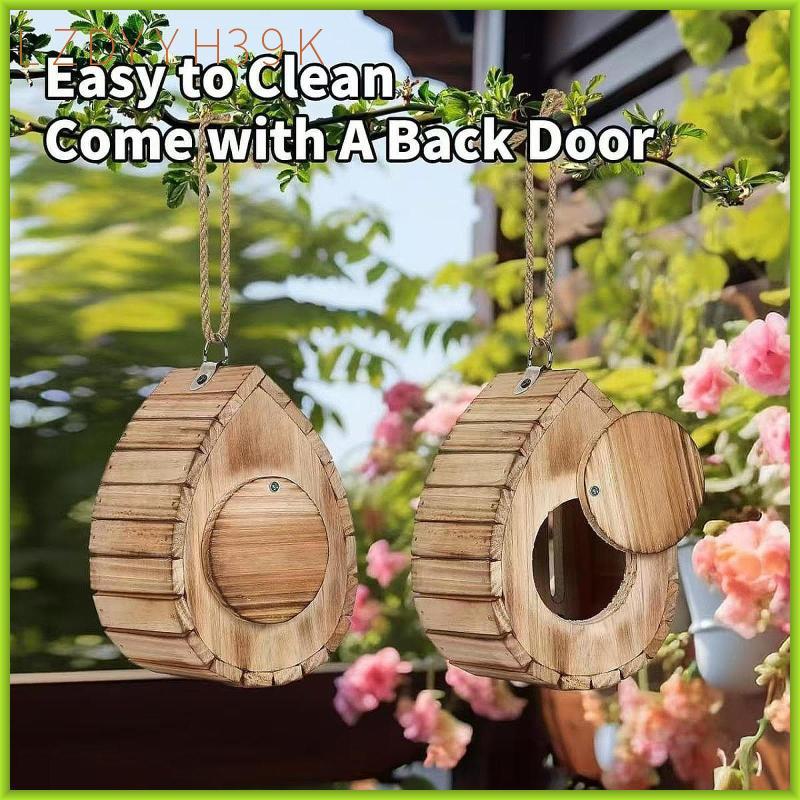 [lzdyyh39k] บ้านผีเสื้อไม้ตกแต่งชนบท Birding พร้อมประตูด้านหลัง Nesting Room Feeder