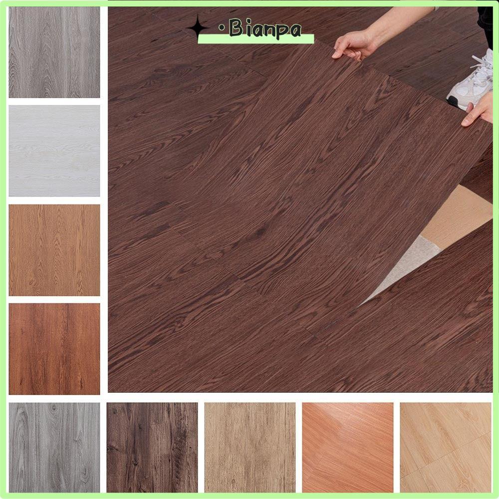 BIANPA SXP สติกเกอร์ตกแต่งพื้นลายไม้ DIY พร้อมกาว ป้องกันน้ำได้ดี ทนทานต่อการขัดถู สำหรับห้องนั่งเล่นและห้องน้ำ