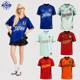 KIVO เสื้อบอลแฟชั่น Oversize ลายทีมชาติ 6 ประเทศ เสื้อกีฬาใส่ได้ทั้งชายหญิง ผ้าแห้งไว สไตล์เกาหลี ใส่เที่ยว ใส่เชียร์บอล