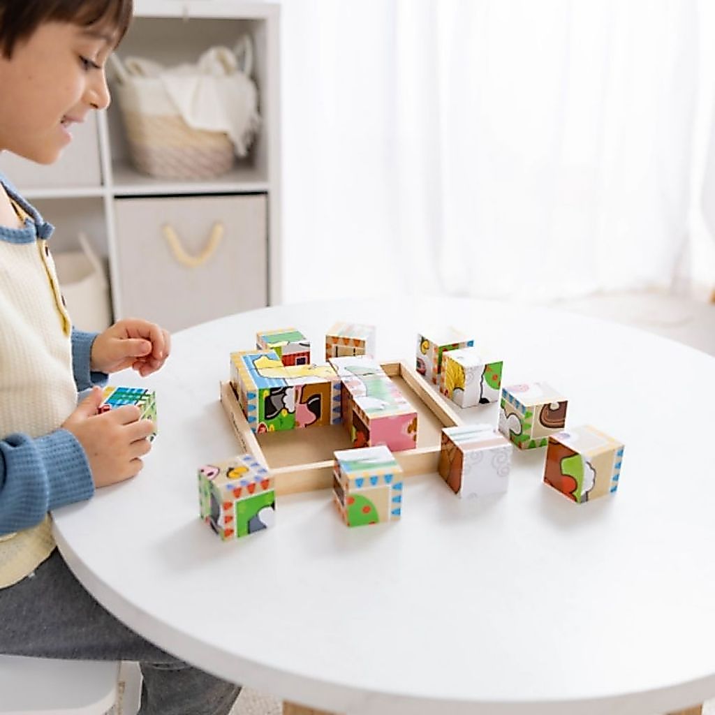 Melissa & Doug بازل مكعبات خشبية 16 قطعة (6 صور) — صورة 4