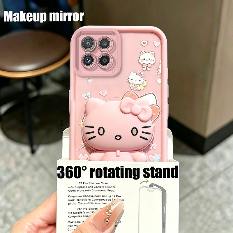 SAMSUNG เคสสําหรับSAMSUNG a12 a22 4g M12 5Gเคสโทรศัพท์Softcaseซิลิโคนกันกระแทกปกดีไซน์ใหม่ความงามพร้อมที่วางแมวน่ารักสีชมพูสําหรับสาวJTTYKTM1