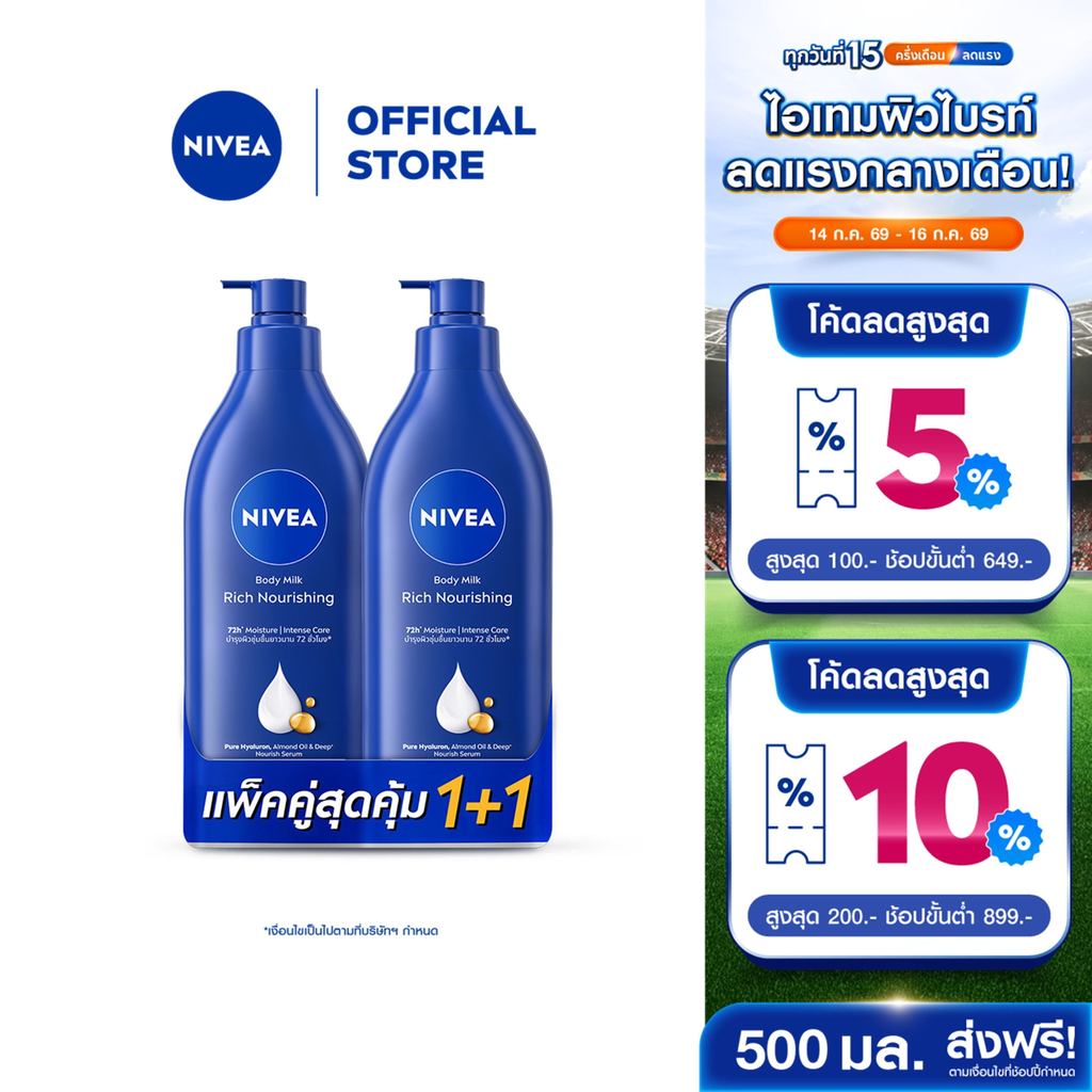 [สินค้าขายดี]นีเวีย บอดี้ มิลค์ ริช นอร์ริชชิ่ง 500 มล.  2 ชิ้น NIVEA