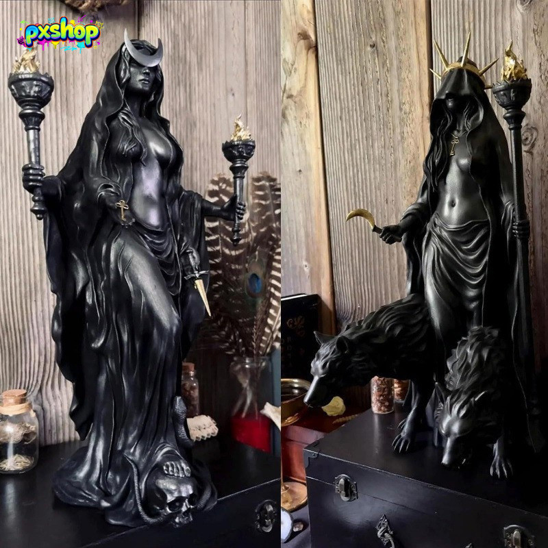 [คลังสินค้าพร้อม] ฮาโลวีน Hekate Niktipolos แม่มดของรูปปั้นกลางคืนเทพธิดาโกธิคเรซิ่นเครื่องประดับ Da