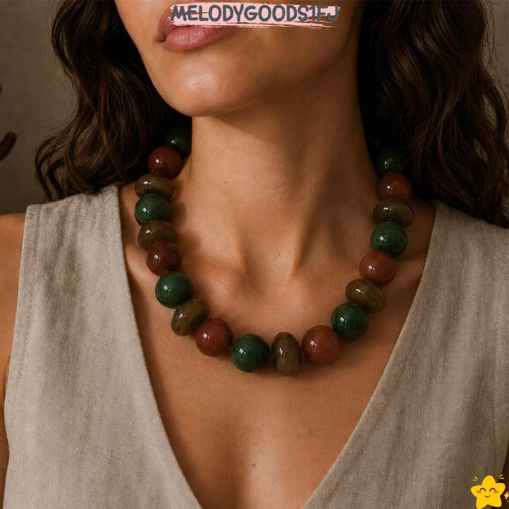 MELODYGOODS1FJสร้อยคอลูกปัด,อะคริลิคGlossyลูกปัดสร้อยคองบ,น้ําหนักเบาปรับความยาวGold-Tone Clasp Maillardสีสร้อยคอชุดจัดแต่งทรงผม