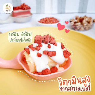 Wel-B Freeze-dried Strawberry Diced 10x10mm 100g (เวลบีสตรอเบอรี่กรอบหั่นเต๋า 10x10mm 100กรัม)