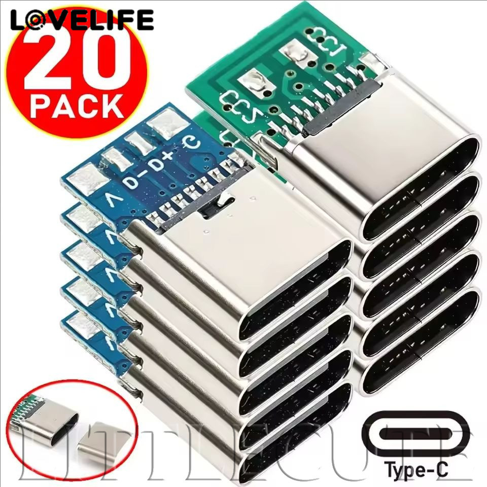 [AUTO & 3C] 5/10/20PCS - USB Type C Connector 5/6 Pins หญิง/ชายซ็อกเก็ต Receptacle อะแดปเตอร์เพื่อบัดกรีลวดรองรับบอร์ด PCB /ราคาดี