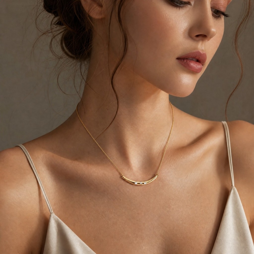 Vogue Alloy Golden Crescent Smile จี้สร้อยคอสําหรับสุภาพสตรี
