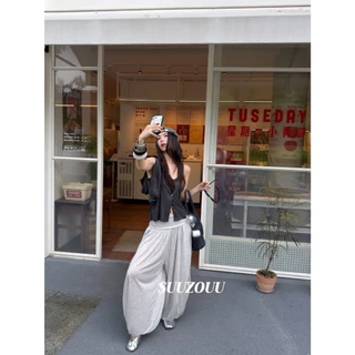 ❤ 🧵 🇰🇷 SU401 กางเกงทรงจินนี่เอวพับ ดีไซน์เกาหลี ทรงสวย เก็บหุ่น ใส่สบายสุดๆ แฟชั่นเกาหลี TAG MM Fish 🧡