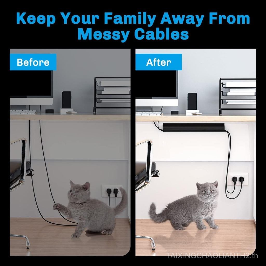 Delamu 2 Pack Safe & Tidy Cable Management Solution - Protect Kids & Pets with Home & Office Cable M