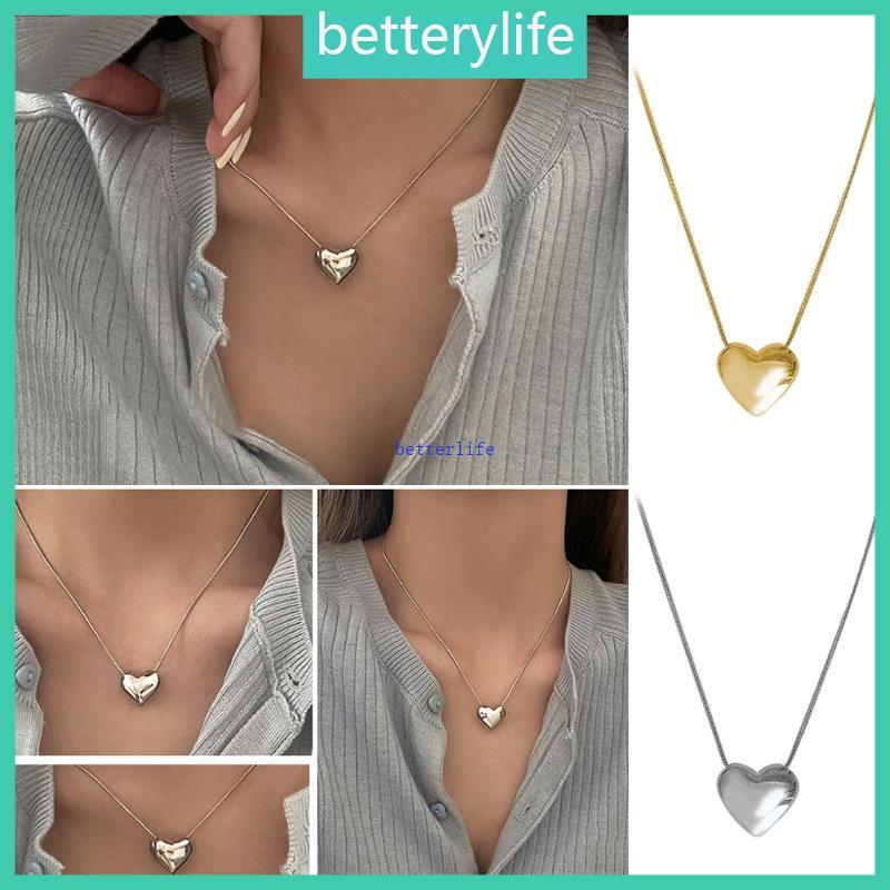 BTF สร้อยคอจี้หัวใจรักแฟชั่นสําหรับผู้หญิงโลหะโซ่ยาวโซ่ปรับได้