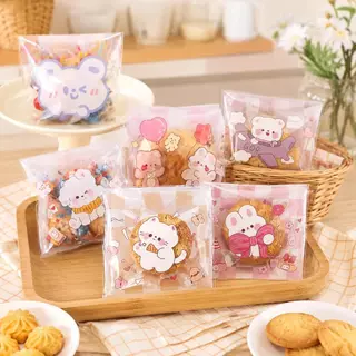 ถุงฝากาว 7×7+3 ซม. ถุงขนมลายน่ารัก 100 ใบ/แพ็ค ถุงคุกกี้ ถุงเบเกอรี่ ถุงใส่ขนม ลูกอม ของชำร่วย DIY COD