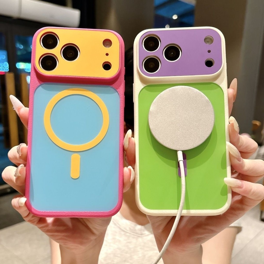 ความรู้สึกผิวเคลือบสีชมพูสีเขียวความคมชัดเหมาะสําหรับ ไอโฟน 17 เคสโทรศัพท์มือถือแม่เหล็กดูด 17โปรแม็กซ์ ฉันดู 16 ความรู้สึกระดับไฮเอนด์ 15