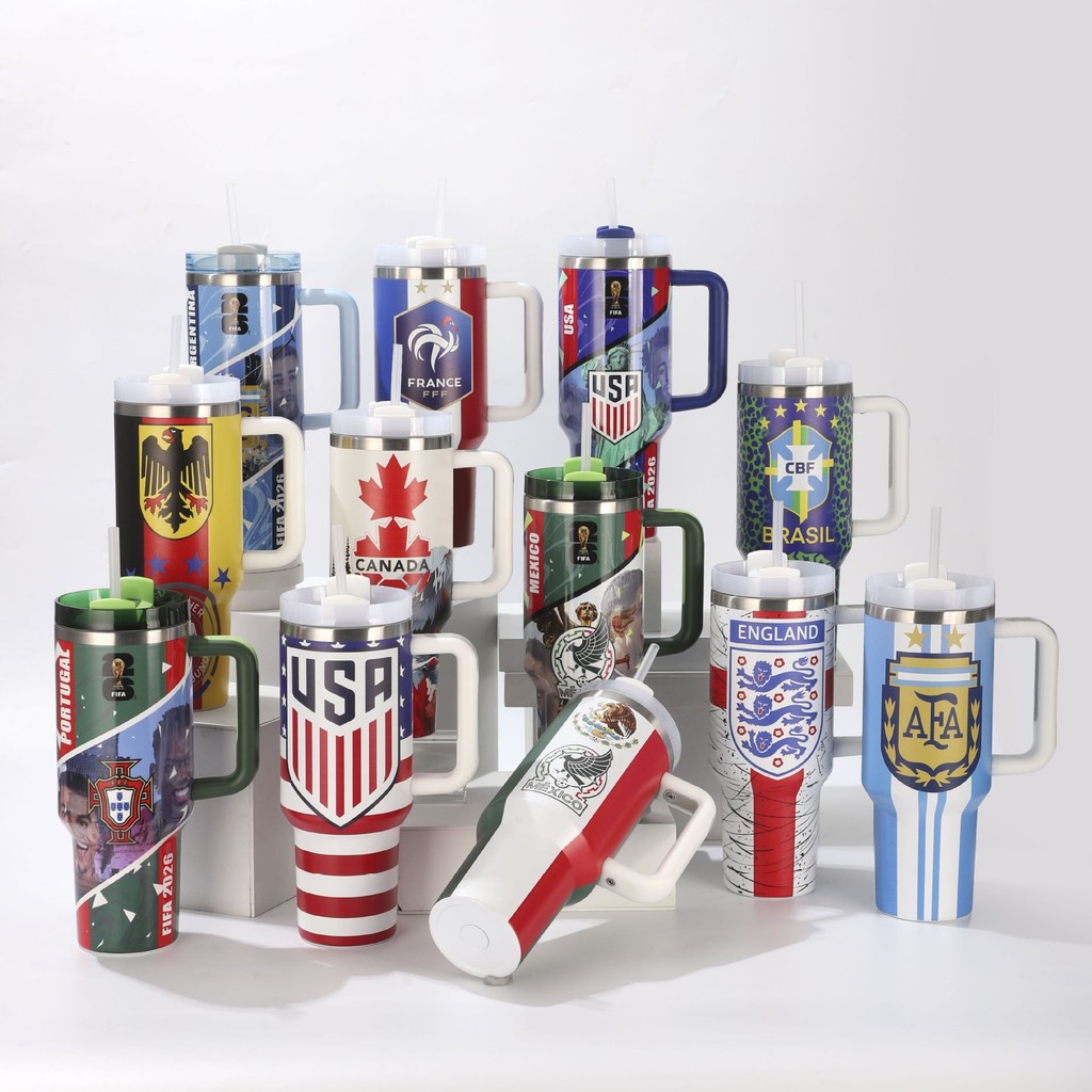 26 สินค้าใหม่ Cross-Border New World Cup 40oz รุ่นที่สอง Rugby Car Thermos Cup ความจุขนาดใหญ่ Ice Ma
