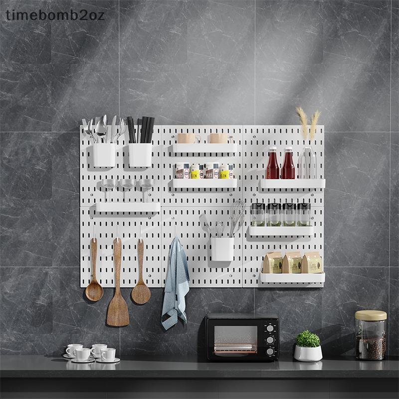 (time) ชั้นวางของติดผนัง Pegboard จอแสดงผล DIY Pegboard Kit Hole Board สําหรับแผงผนังตกแต่งบ้านแขวนชั้นวางของตกแต่ง (TH)