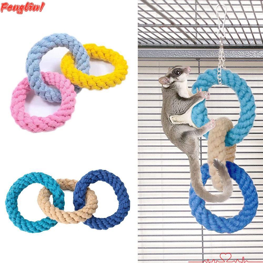 FENGLIN1FR ของหนูแฮมสเตอร์สัตว์เลี้ยงขนาดเล็ก DIY เชือกฝ้าย Swing ของเล่นเล่นของเล่นชุดแขวน