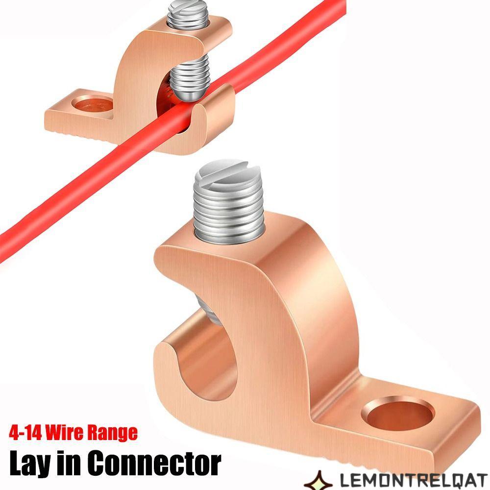 LEMONTRELQAT Lay in Connector, 4-14 Wire Range Copper Bonding Lug, AWG Copper Conductor