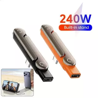 OKAWA อะแดปเตอร์แปลงพอร์ต 2in1 เป็นขาตั้งในตัว Type-C หัวงอ 90° จ่ายไฟสูงสุด 6A PD 240W ดีไซน์พับเก็บได้
