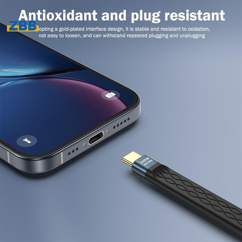ZBB>มัลติฟังก์ชั่PD240W USB 4 40Gbps FPC Data Cable Type-Cสายแบบพกพาพวงกุญแจสําหรับโทรศัพท์ทีวีแล็ปท