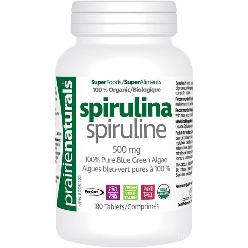 Prairie Naturals Organic Spirulina Blue Green Algae Tablets - 180 นับ