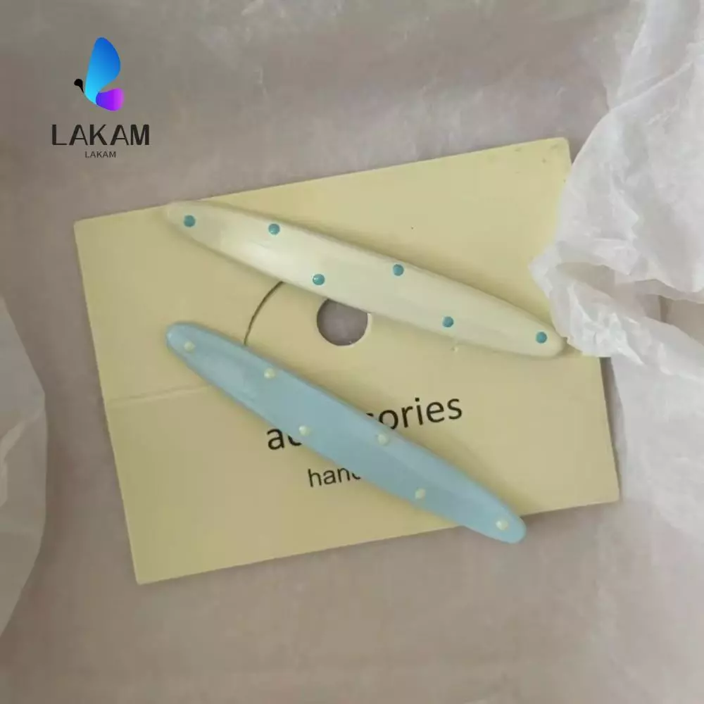 LAKAM Duckbill กิ๊บติดผม, เรซิ่นสีฟ้าอ่อนคลิปหน้าม้า, สีขาวครีมแข็งแรงถือกิ๊บติดผมผู้หญิงลายจุดผู้หญิงจัดแต่งทรงผมผู้หญิง