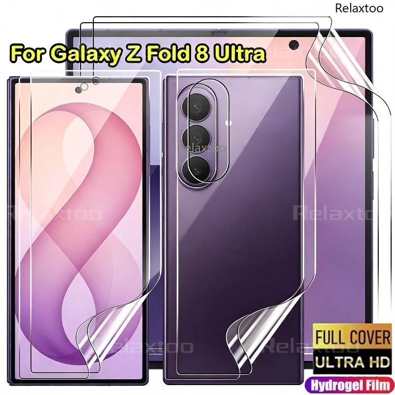 สําหรับ Z พับ 8 หน้าจอป้องกันด้านในด้านนอกกลับป้องกันฟิล์ม Soft TPU HD Hydrogel ฟิล์ม 4in1 สําหรับ Samsung Galaxy Z Fold8 ZFold8 พับ 8 ZFold 8 Ultra 8Ultra ZFold8Ultra 5G ฟิล์มติดโทรศัพท์