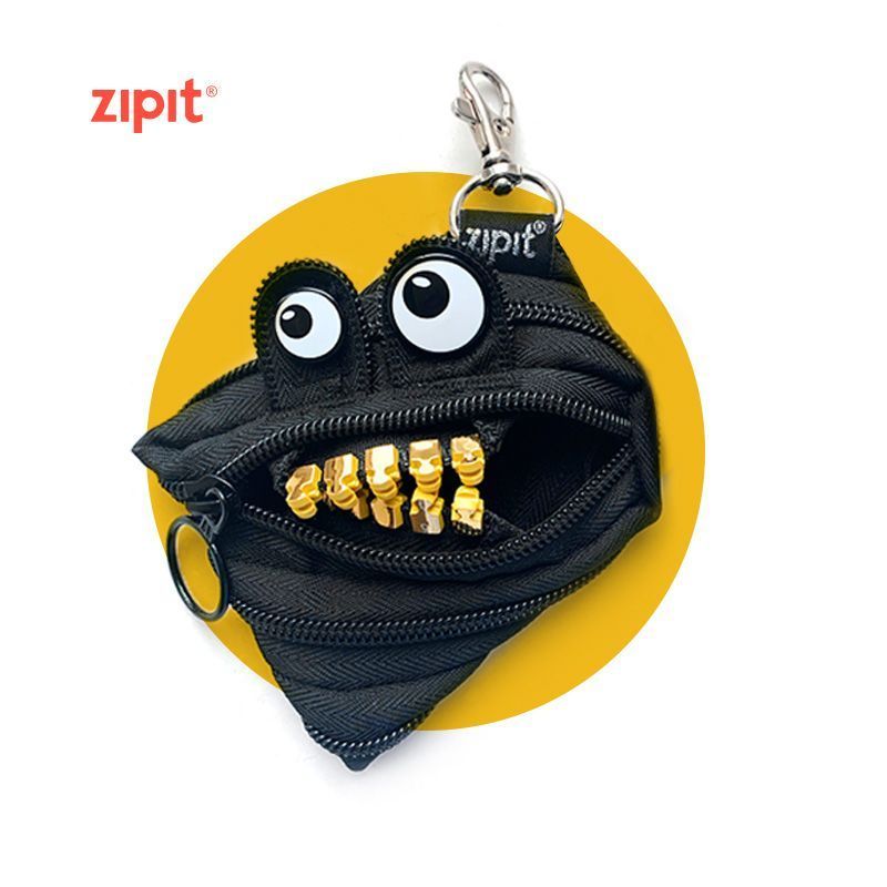 ZIPIT Little Monster ins Big Golden Tooth สีดําน่าเกลียดน่ารักสร้างสรรค์ Key กระเป๋าใส่เหรียญลิปสติก