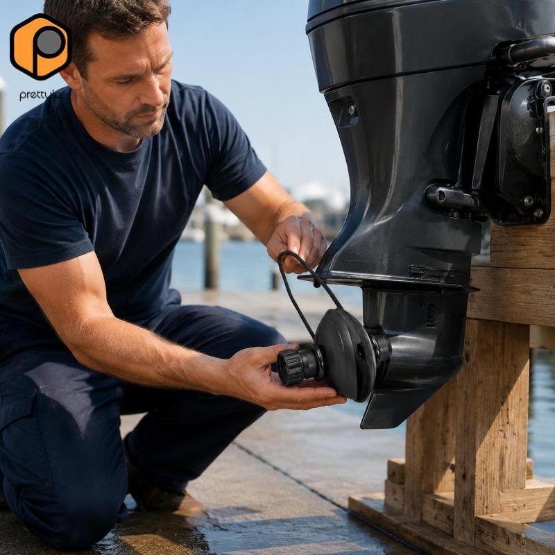 Prettyia Outboard Flush Muffs Fresh Water Flushing Outboard Motor Muffs Round — صورة 2