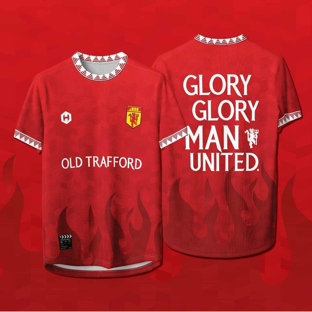 3D Printed T-Shirt 2026 New Dream Theater Robe, Manchester United Clic Red Flame Pattern Supporting 