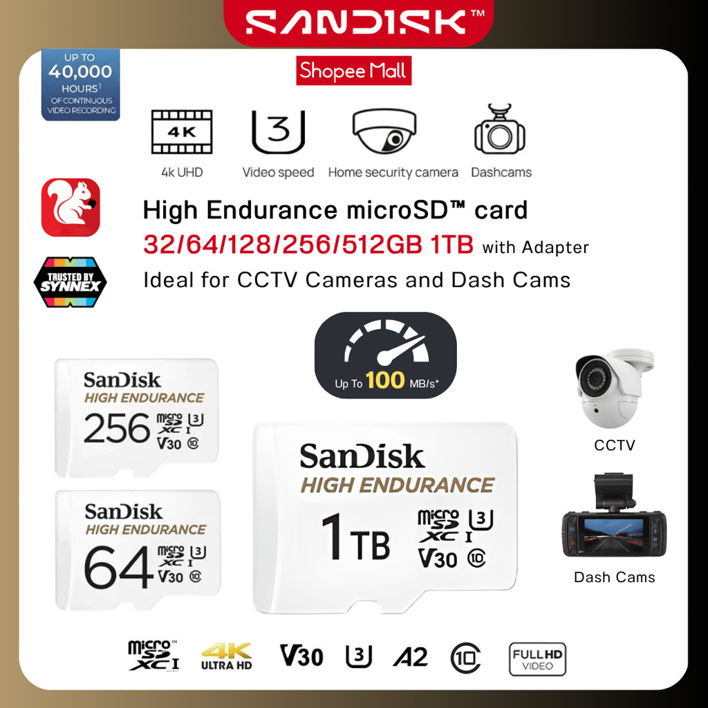 เมมโมรี่การ์ด SanDisk High Endurance MicroSDXC Class 10