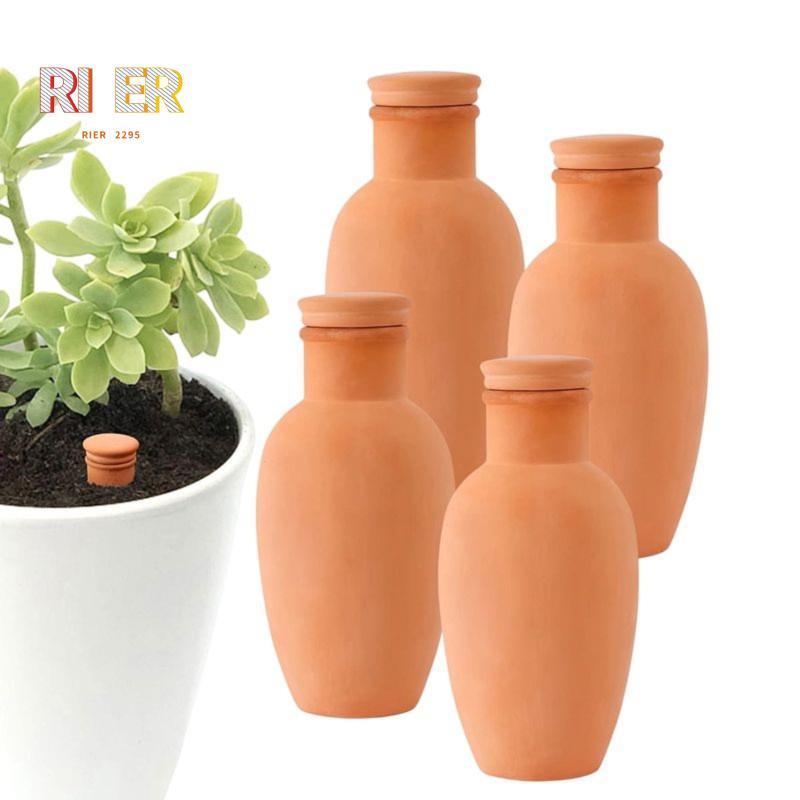 TerraCotta Clay ชลประทาน Globes 3.1 นิ้วพืชรดน้ํา Globes 4 ชิ้นพร้อมฝาปิดหม้อดิน