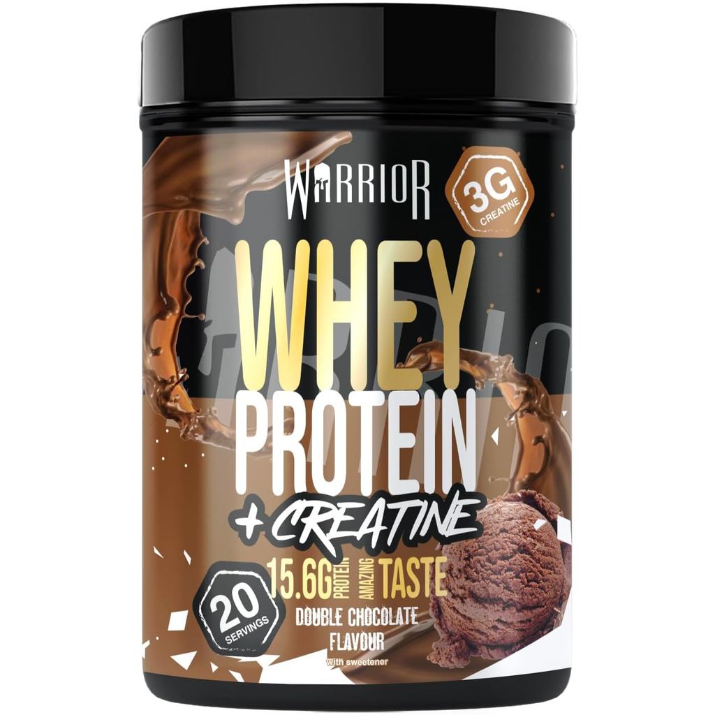 Warrior Whey Protein Powder + Creatine 500g, 20 เสิร์ฟ – อาหารเสริมเขย่าโปรตีนสูงสําหรับการเจริญเติบ