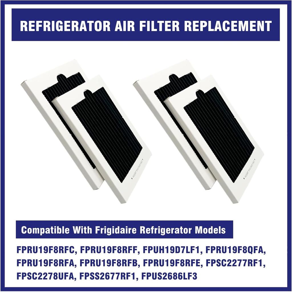 4 ชิ้นตู้เย็นกรองอากาศ Fit สําหรับ Frigidaire FPRU19F8RFC, FPRU19F8RFF | FPUH19D7LF1, FPRU19F8QFA, F