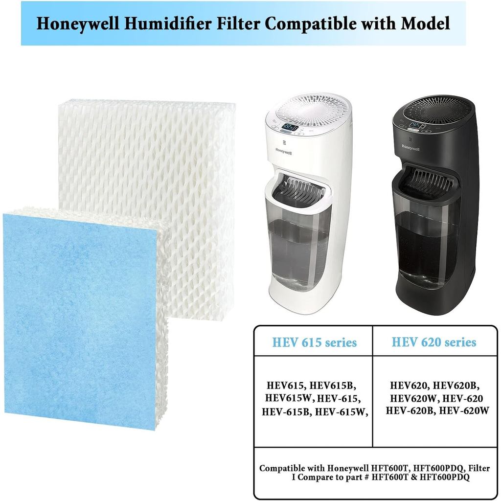 เครื่องทําความชื้น Hft600 ตัวกรองทดแทน - 4 แพ็คเข้ากันได้กับ Honeywell Humidifiers Hft600 Hev615 Hev
