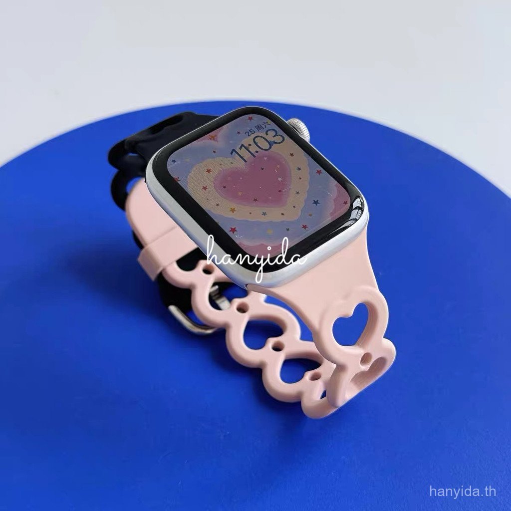 สายซิลิโคนรูปหัวใจสําหรับ applewatch band iseries11 10 987654321, SE3, SE2, Ultra3, Ultra2 49mm 46mm
