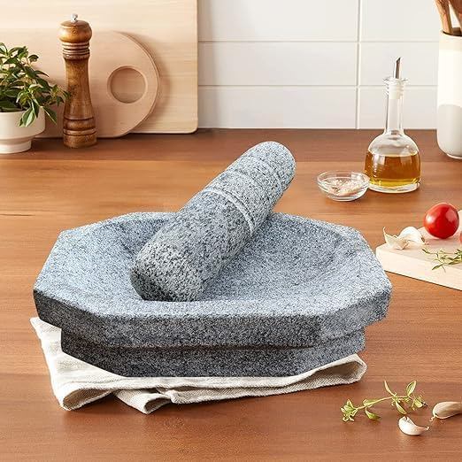 Kalvam Stone Mortar and Pestle Set หินเจียรเครื่องบดแบบดั้งเดิมสําหรับห้องครัว บ้าน สมุนไพร และเครื่