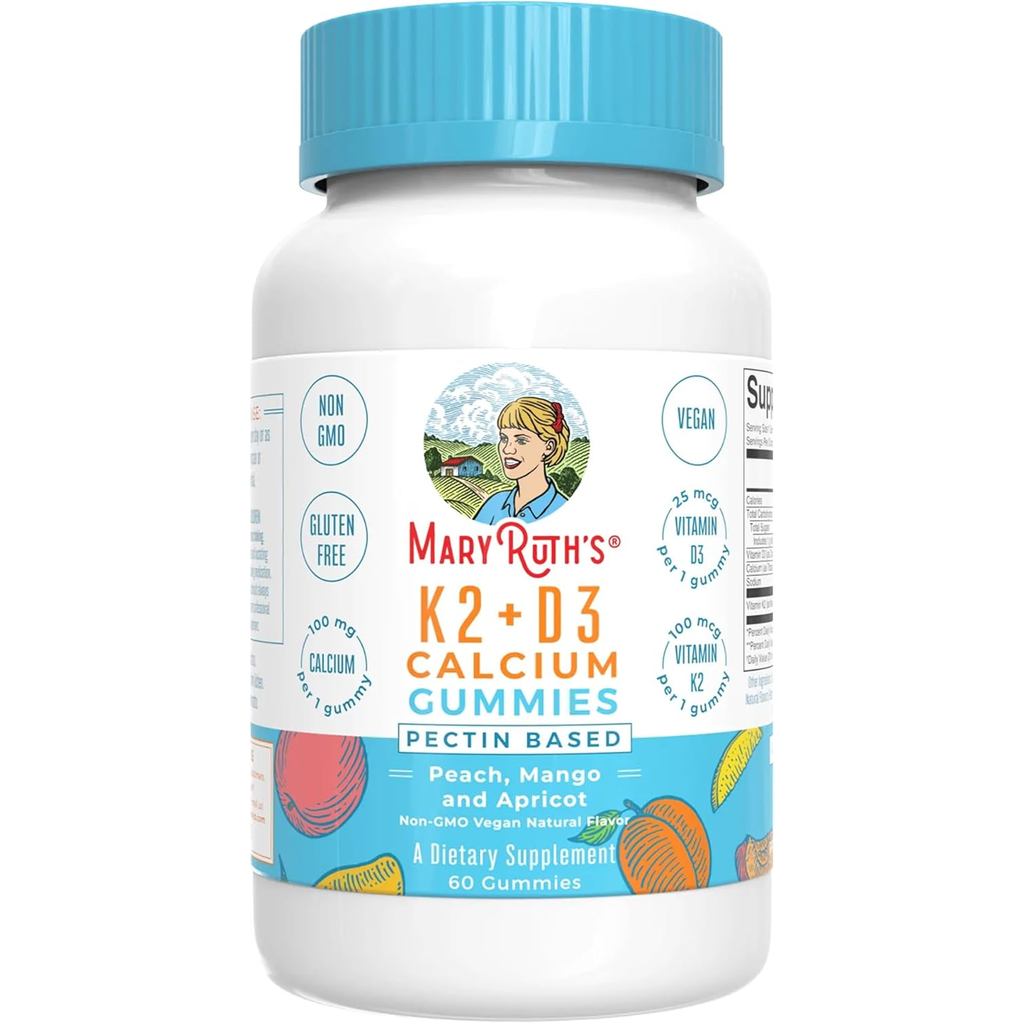 MARYRUTHS Organics Calcium with Vitamin D & Vitamin K2, 2 เดือน, พอร์ตขยายแคลเซียม สุขภาพกระดูก & พอ