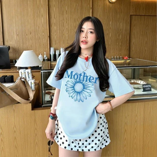 TeddyTee 🎀เสื้อวันแม่ เสื้อน่ารัก สื้อยืด oversize รูปแบบถนน โคตรนุ่ม ผ้าคอตตอน ลาย "MOTHER flower" สินค้าใหม่