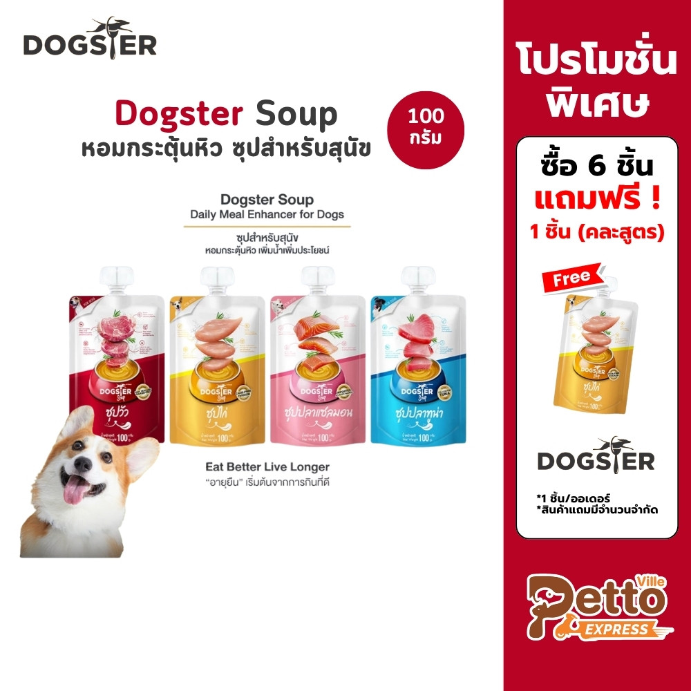 (ส่งทันที) Dogster Soup ด็อกส์เตอร์ซุป ซุปแช่แข็ง สำหรับสุนัข ขนาด 100 กรัม