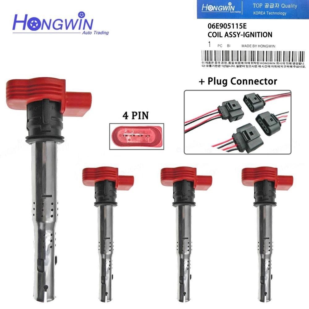 4 ชิ้น 06E905115 เอบีซีดี 06จ905115E คอยล์จุดระเบิดใหม่สําหรับ Audi A3 A5 A6 A7 A8 Q3/5 R8 TT 8P Vol