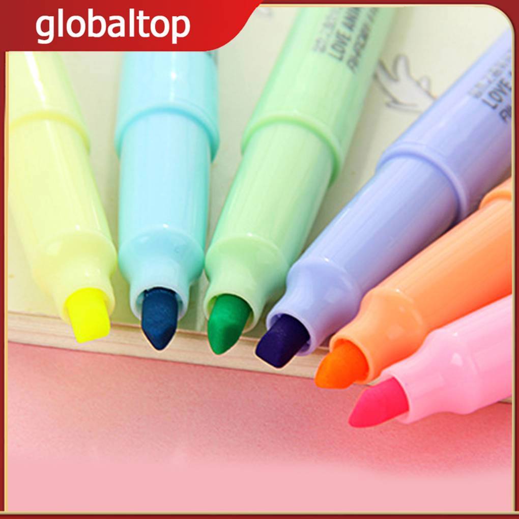 1/2/3 6 ชิ้น/เซ็ต Candy Color Highlighter Notebook Maker Fluorescent Marke Line Pen